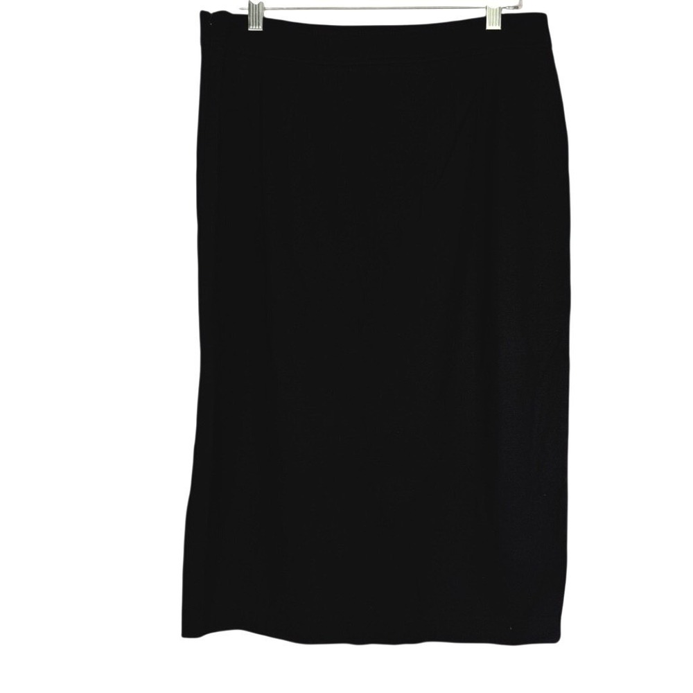 Talbots Black Stretch Pencil Skirt Size 10 Midi Length Career Wear Back‎ Vent